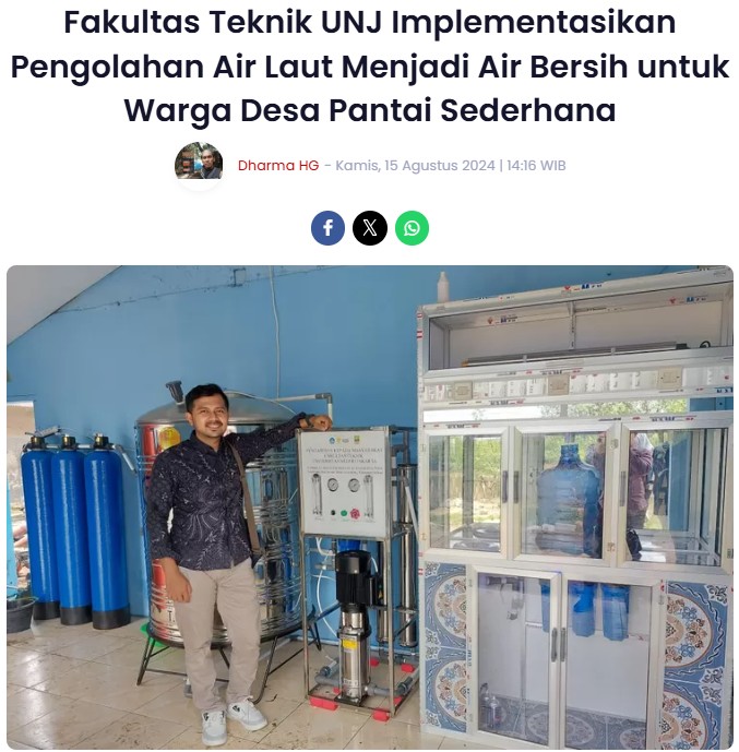 UNJ Helps Residents Turn Sea Water into Clean Water