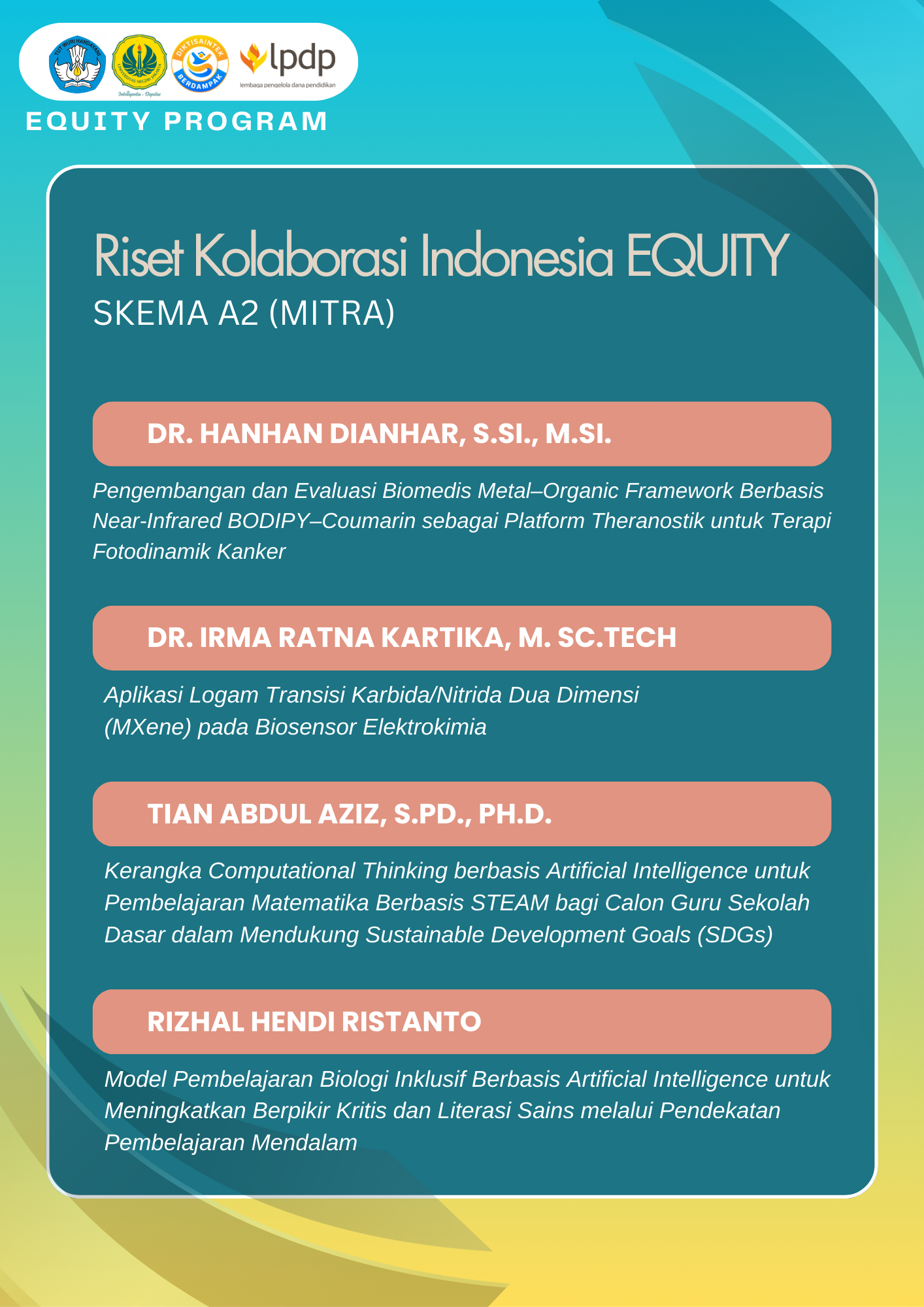 Penerima Pendanaan Penelitian Skema RKI